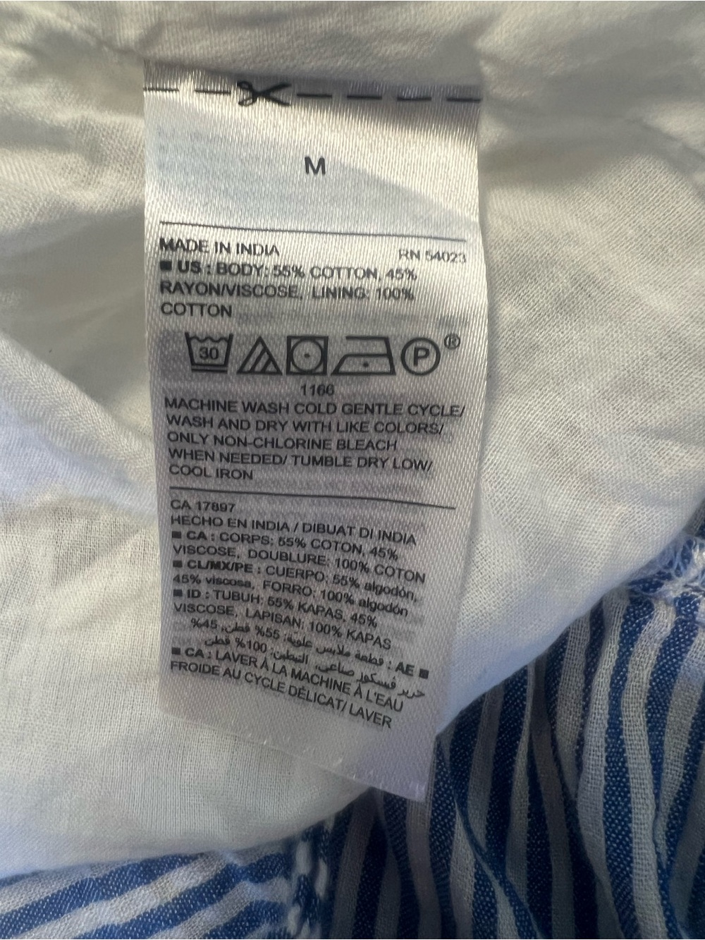 Striped Spaghetti‑Strap Day Dress - Blue & White | Cotton Blend - Picture 3 of 7
